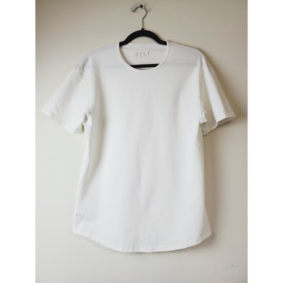 BYLT Shirt Mens Medium Short Sleeve T-shirt Drop Cut Athletic Tee White - Picture 6 of 6